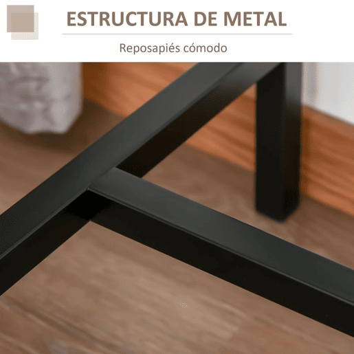 HOMCOM Conjunto de Mesa de Bar com 2 Bancos Conjunto de 3 Peças com 2 Bancos com Encosto e Apoio para Pés Desenho Industrial para Cozinha Sala de Estar Bar Madeira e Preto