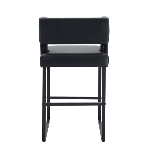 Bancos de bar 2 unidades - estilo nórdico, design quadrado, pernas metálicas pretas - Preto
