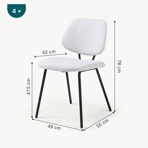 Conjunto de 4 cadeiras de jantar Köma tecido 78x49x55 cm Cinzento claro en.casa