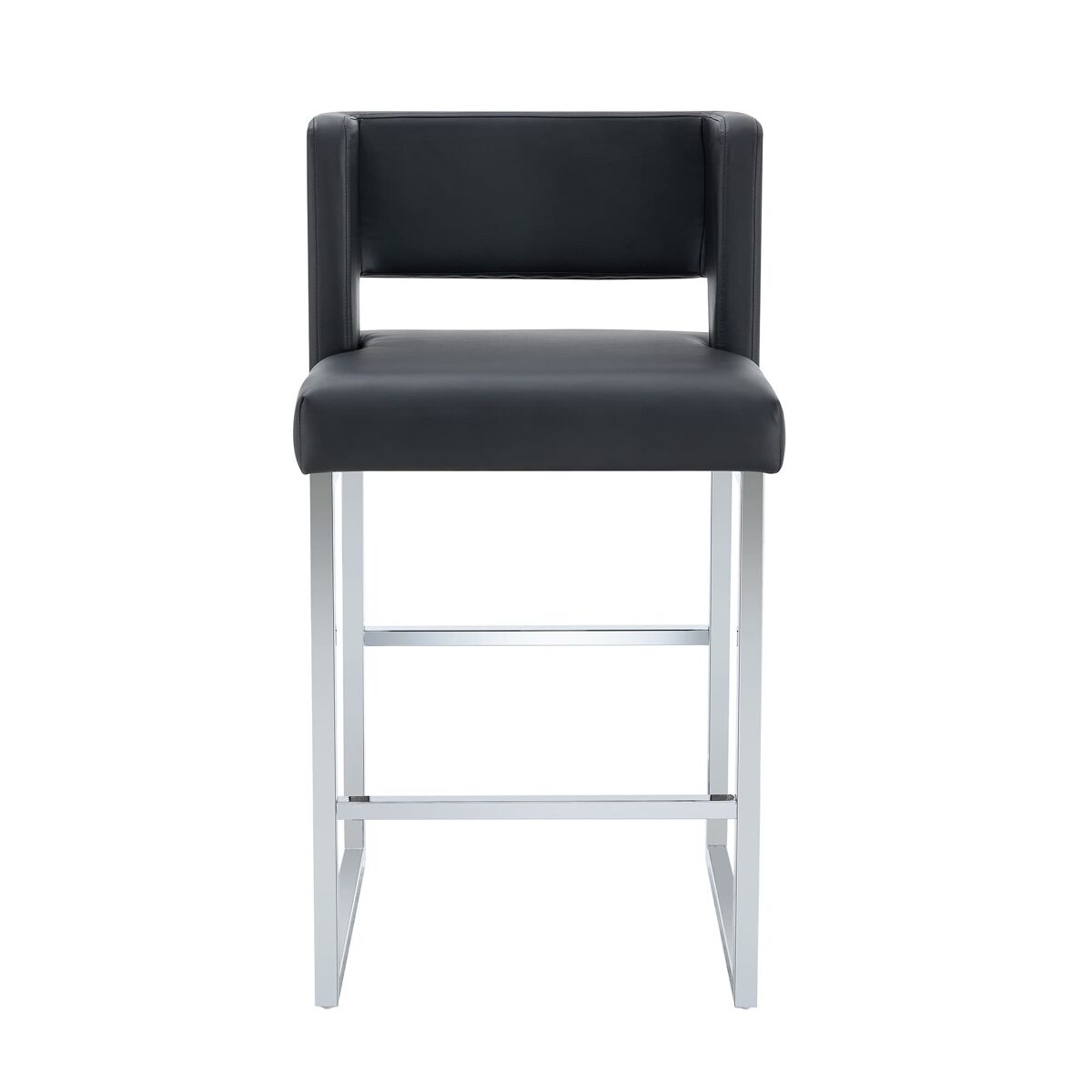 Taburetes de bar 2 unidades - estilo nórdico, diseño cuadrado, patas metálicas - negro+plata