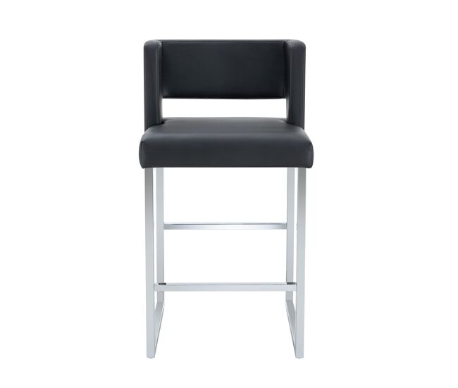 Taburetes de bar 2 unidades - estilo nórdico, diseño cuadrado, patas metálicas - negro+plata