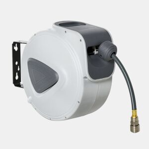 DURHAND Enrolador de Mangueira de Ar Comprimido Automático de 10 m Conector de 14'' BSP com Suporte Giratório de Parede 180° Diâmetro Interno 8x12 mm Cinzento