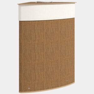 HOMCOM Cesto para Roupa Suja de Bambu de 55L com Tampa e Asa Cesto de Roupa Suja com Saco Extraível e Lavável para Casa de Banho Quarto, 35x35x60 cm Castanho
