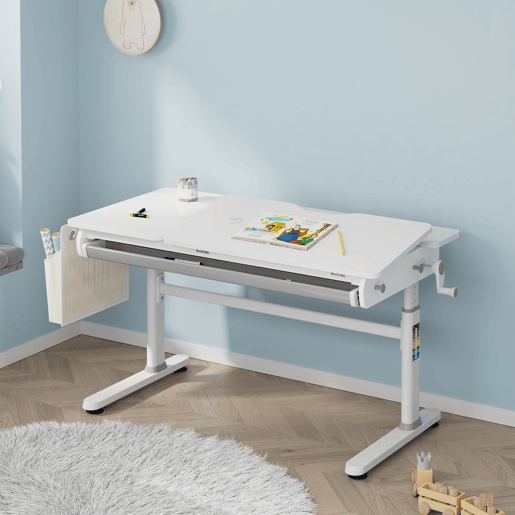 Secretária infantil Kuosa regulável em altura aço 120x60 cm cinzento  branco en.casa