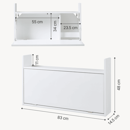 Secretária dobrável Rautalampi com prateleira 83x48x15 cm Branco en.casa Secretária dobrável Rautalampi com prateleira 83x48x15 cm Branco en.casa