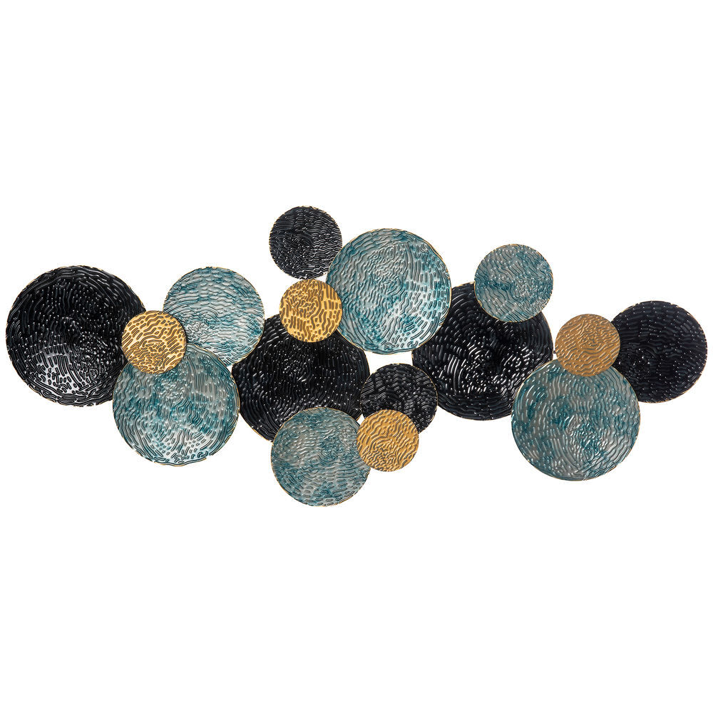 Homcom 3d arte de pared metálico, adornos modernos redondos para colgar, decoración para salón, dormitorio, comedor, multicolor