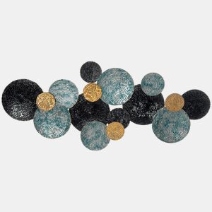 HOMCOM Arte de Parede Metálica 3D Adornos Modernos Redondos para Pendurar Decoração para Sala Quarto Sala de Jantar 121x53 cm Multicolor
