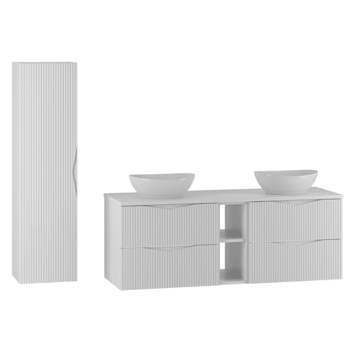 Móvel de toucador duplo Tao Branco 140cm 2 nichos e coluna