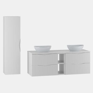 Móvel de toucador duplo Tao Branco 140cm 2 nichos e coluna