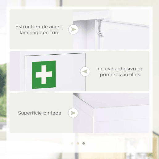 kleankin Armário de Parede de Aço para Medicamentos de 3 Níveis com Fecho e 2 Chaves para Casa de Banho e Cozinha 40x15x53,5 cm Branco