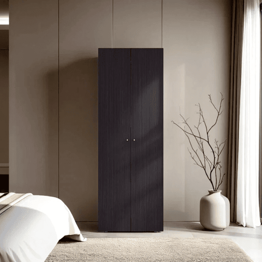Armário alto com 2 portas, móvel de arrumação funcional para quarto em estilo moderno