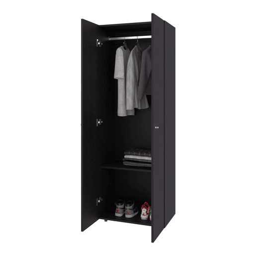 Armário alto com 2 portas, móvel de arrumação funcional para quarto em estilo moderno