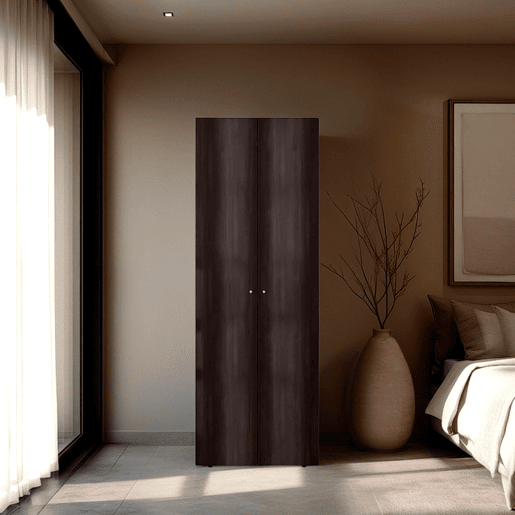 Armário alto com 2 portas, móvel de armazenamento independente para quarto, design moderno