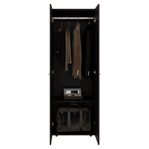 Armário alto com 2 portas, móvel de armazenamento independente para quarto, design moderno