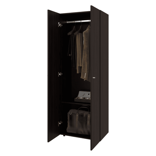 Armário alto com 2 portas, móvel de armazenamento independente para quarto, design moderno