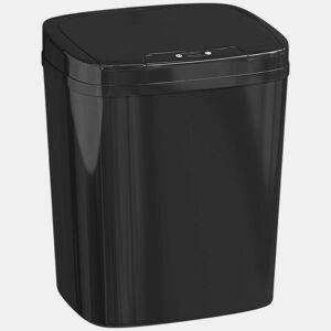 HOMCOM Balde de Lixo Automático 15L Papeleira de Cozinha com Sensor Infravermelhos e Modo Manual Anel de Retenção Antimarcas, para Escritório Casa 27,6x21,4x33,5 cm Preto