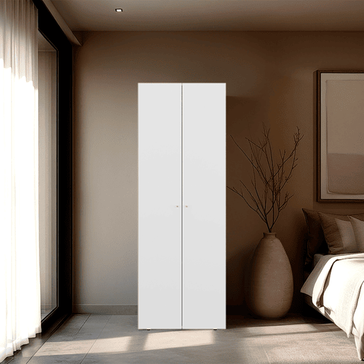 Armário alto com 2 portas, móvel de armazenamento independente para quarto Design funcional e moderno