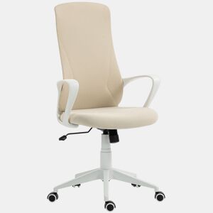 Vinsetto Cadeira de Escritório Giratória com Altura Ajustável Cadeira de Escritório Ergonómica com Apoio para os Braços Função de Inclinação e Encosto Alto 62x56x110-119,5 cm Bege