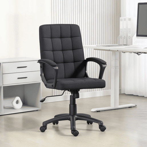 Vinsetto Cadeira de Escritório Cadeira de Escritório Giratória com Altura Ajustável e Apoio para os Braços Estilo Moderno Carga 120 kg para Estudio 59x63x96-105,5 cm Preto