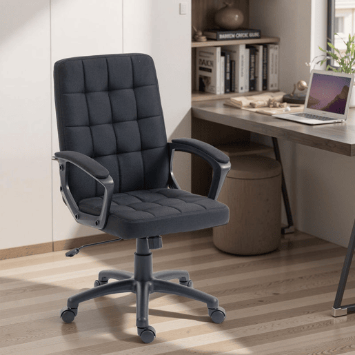 Vinsetto Cadeira de Escritório Cadeira de Escritório Giratória com Altura Ajustável e Apoio para os Braços Estilo Moderno Carga 120 kg para Estudio 59x63x96-105,5 cm Preto