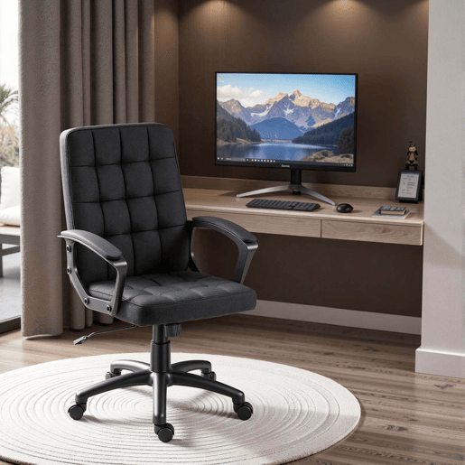 Vinsetto Cadeira de Escritório Cadeira de Escritório Giratória com Altura Ajustável e Apoio para os Braços Estilo Moderno Carga 120 kg para Estudio 59x63x96-105,5 cm Preto