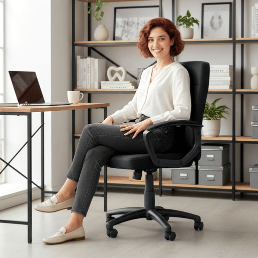 Vinsetto Cadeira de Escritório Cadeira de Escritório Giratória com Altura Ajustável e Apoio para os Braços Estilo Moderno Carga 120 kg para Estudio 59x63x96-105,5 cm Preto