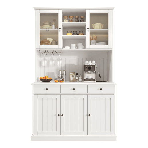Armário de cozinha de mdf com 5 portas e 3 gavetas,branco