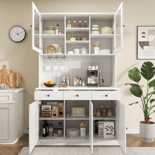 Armário de cozinha de mdf com 5 portas e 3 gavetas,branco