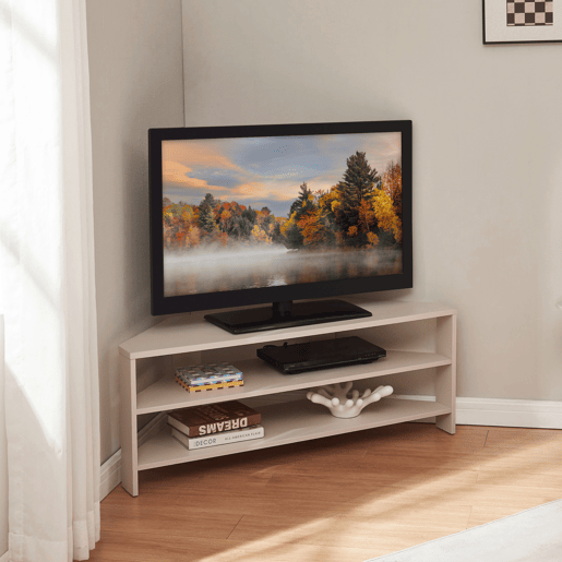 Mesa de TV Berg biselada 110x36x42 cm bege en.casa Mesa de TV Berg biselada 110x36x42 cm bege en.casa