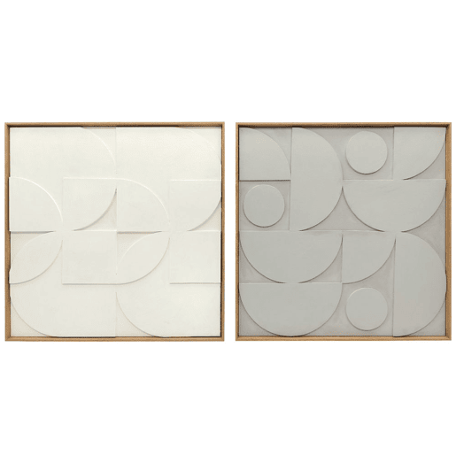HOMCOM Decoração de Parede em Madeira 3D Conjunto de 2 Peças de Parede 80 cm com Padrões Geométricos Decoração Moderna para Sala Quarto Corredor Branco