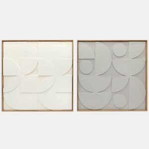HOMCOM Decoração de Parede em Madeira 3D Conjunto de 2 Peças de Parede 80 cm com Padrões Geométricos Decoração Moderna para Sala Quarto Corredor Branco