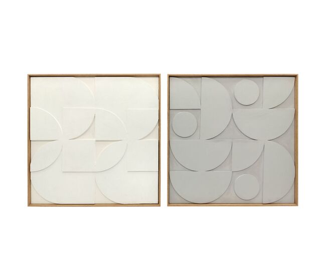 Homcom decoración de pared de madera 3d, juego de 2 piezas, adornos de pared 80 cm con patrones geométricos huecos, decoración moderna para salón, dormitorio, pasillo, blanco