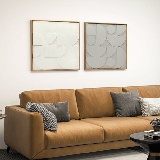 HOMCOM Decoração de Parede em Madeira 3D Conjunto de 2 Peças de Parede 80 cm com Padrões Geométricos Decoração Moderna para Sala Quarto Corredor Branco