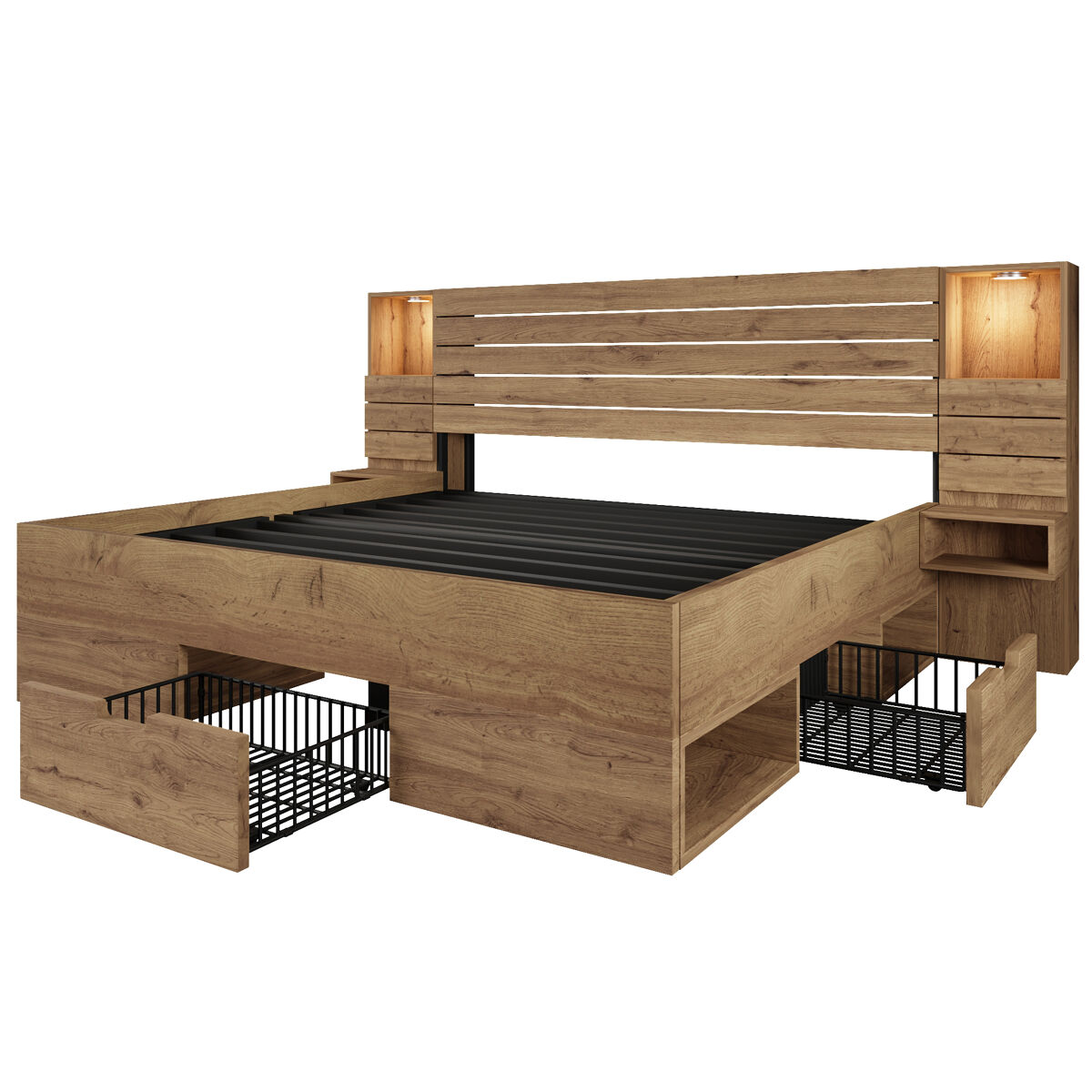Cama de matrimonio de madera maciza 230x218