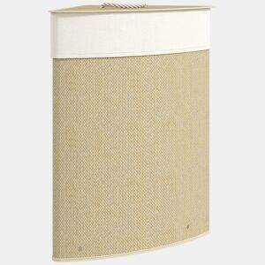 HOMCOM Cesto para Roupa Suja de Bambu de 55L com Tampa e Asa Cesto de Roupa Suja com Saco Extraível e Lavável para Casa de Banho Quarto, 35x35x60 cm Creme