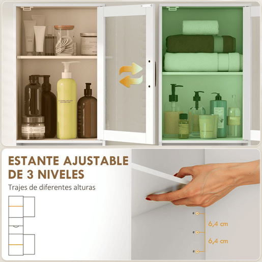 HOMCOM Coluna Casa de Banho Móvel Auxiliar com Porta de Vidro Prateleiras Ajustáveis Gaveta e Prateleira Aberta Coluna Estreita para Espaços Pequenos 40x30x165 cm Branco