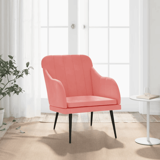 vidaXL Cadeira com apoio de braços 63x76x80 cm veludo rosa