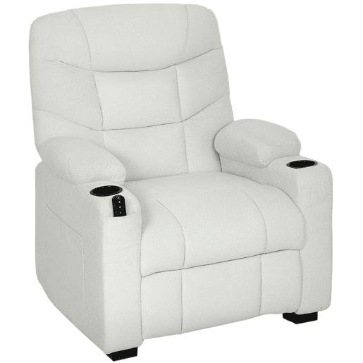 HOMCOM Poltrona Relax Reclinável Elétrica Poltrona Reclinável Silenciosa com Função Memória Apoio para Pés Controlo Remoto Bolsos Laterais Porta-Copos e Porta USB para Quarto Sala Creme