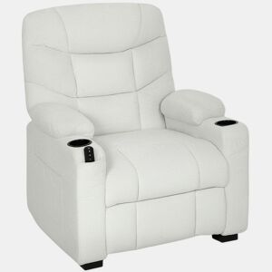 HOMCOM Poltrona Relax Reclinável Elétrica Poltrona Reclinável Silenciosa com Função Memória Apoio para Pés Controlo Remoto Bolsos Laterais Porta-Copos e Porta USB para Quarto Sala Creme