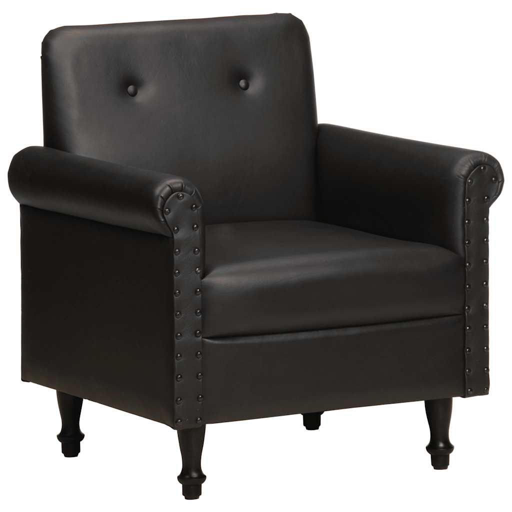 Vidaxl sillón butaca de cuero auténtico negro
