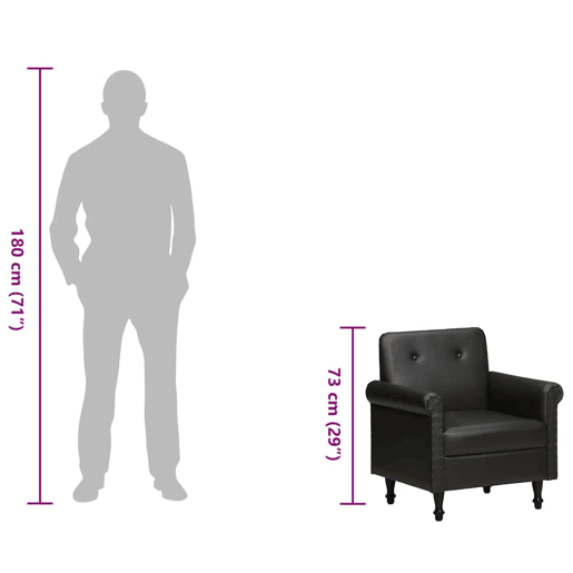 vidaXL Poltrona couro genuíno preto