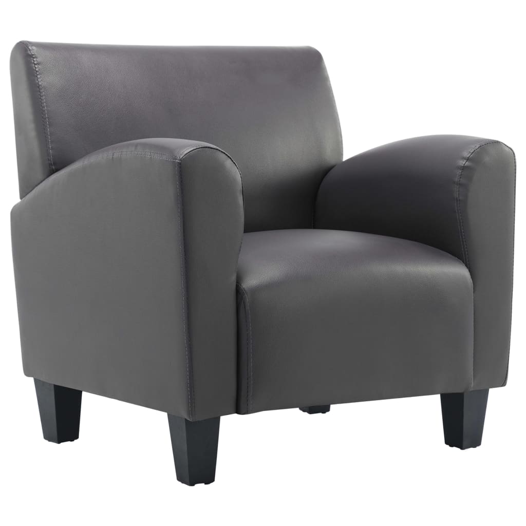 Vidaxl sillón de cuero sintético gris