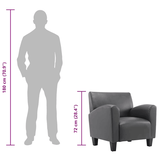 vidaXL Poltrona em couro artificial cinzento