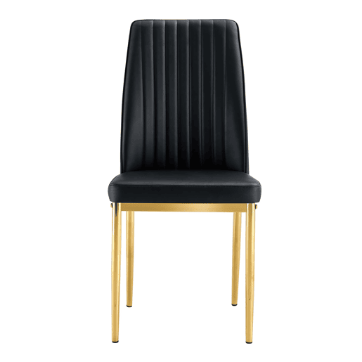 Cadeira de sala de jantar 4 unidades - PU preto, pernas metálicas douradas - design elegante Preto+Dourado