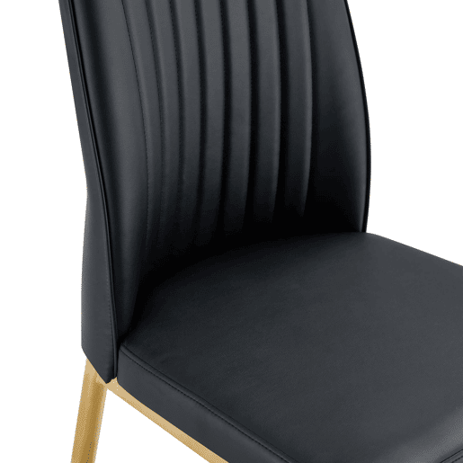 Cadeira de sala de jantar 4 unidades - PU preto, pernas metálicas douradas - design elegante Preto+Dourado