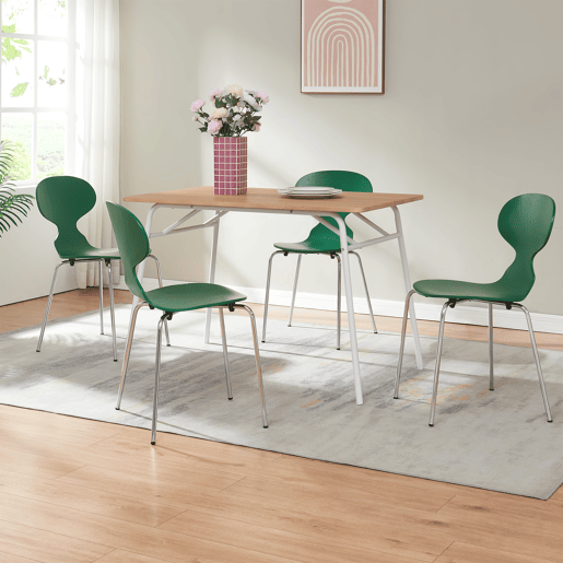 Conjunto de 4 cadeiras de jantar Kil 80x47x48cm VerdeCromo en.casa