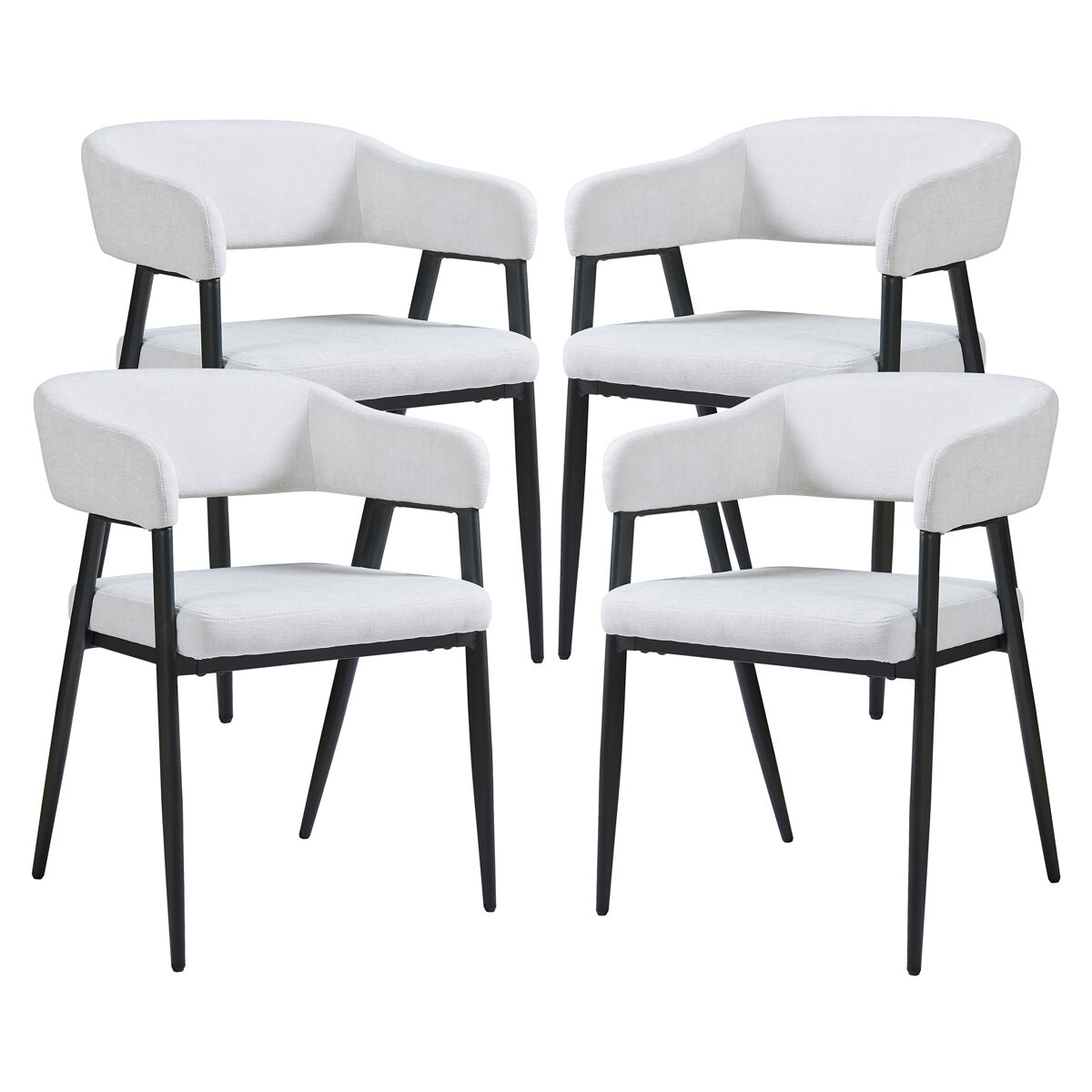 Juego de 4 sillas de comedor kohlmand tela acero 77x59x55cm gris claro [en.casa]