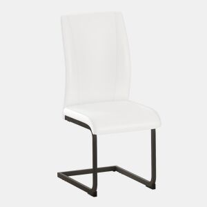 Cadeiras de sala de jantar 2 peças - design ergonómico e pernas metálicas - branco e preto