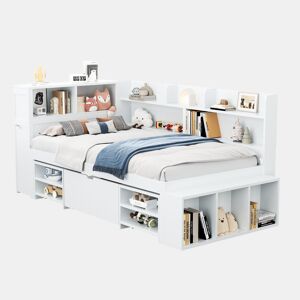cama juvenil,cama de solteiro de mdf 90x190 cm,branco