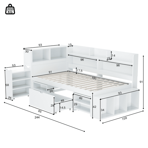 cama juvenil,cama de solteiro de mdf 90x190 cm,branco cama juvenil,cama de solteiro de mdf 90x190 cm,branco